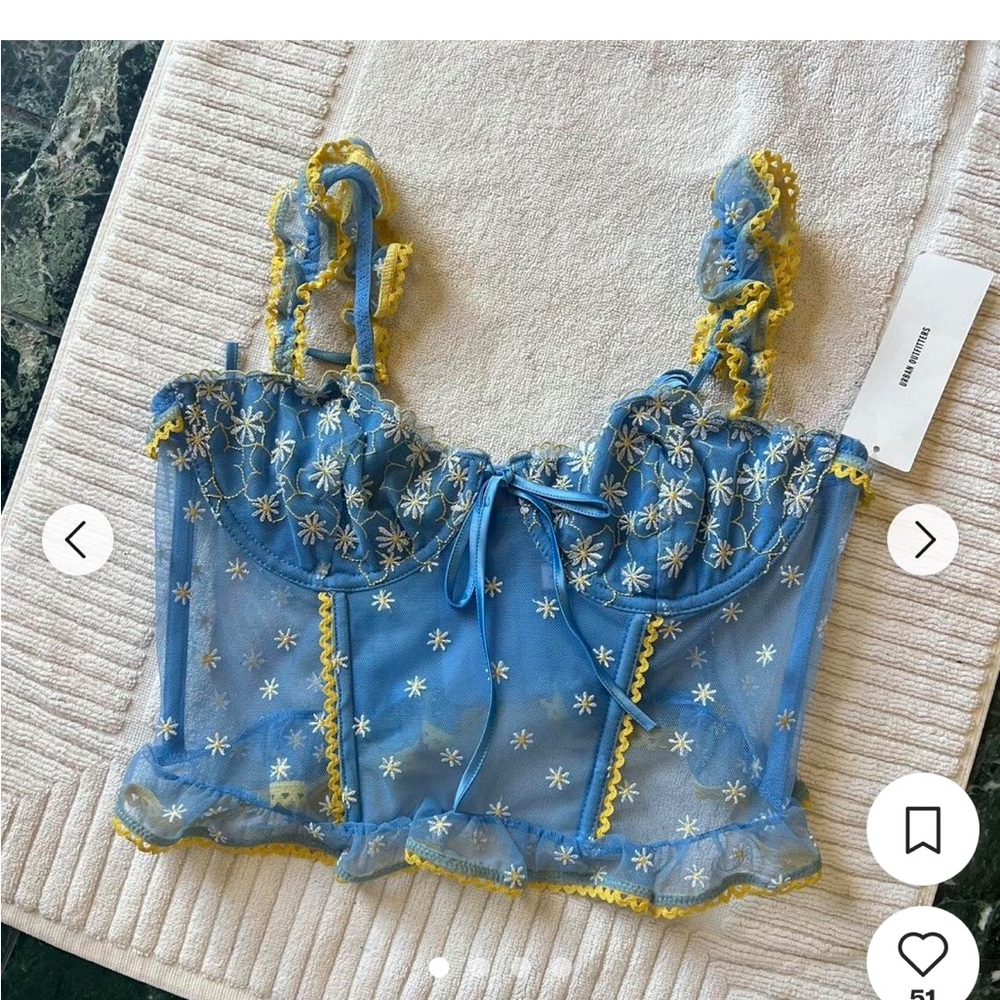 Blue and Yellow Floral Women's Top
